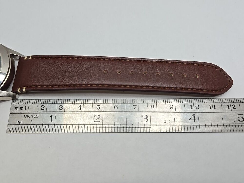 Elevon Hanson Blue Dial Pilot Watch Brown Leather Strap New Battery 42mm - Picture 8 of 12